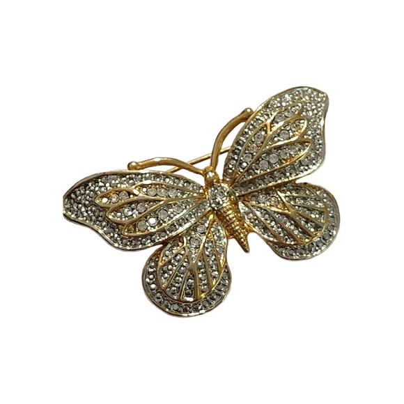 Vintage Crystal Pave Butterfly Brooch - Picture 1 of 10